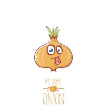 Vector funny cartoon cute tiny onion character isolated on white background. My Illustrazione stock