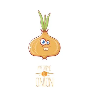 Vector funny cartoon cute tiny onion character isolated on white background. My イラスト素材