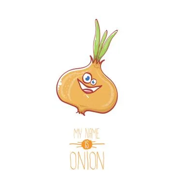 Vector funny cartoon cute tiny onion character isolated on white background. My イラスト素材