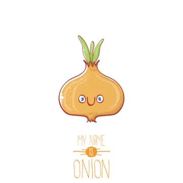Vector funny cartoon cute tiny onion character isolated on white background. My イラスト素材