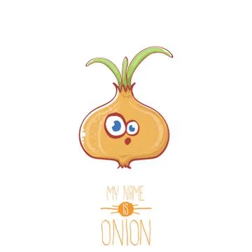 Vector funny cartoon cute tiny onion character isolated on white background. My イラスト素材