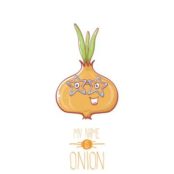 Vector funny cartoon cute tiny onion character isolated on white background. My Illustrazione stock