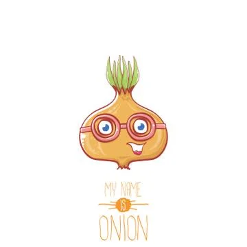 Vector funny cartoon cute tiny onion character isolated on white background. My Illustrazione stock