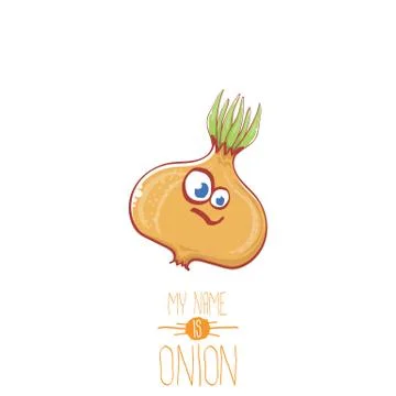 Vector funny cartoon cute tiny onion character isolated on white background. My Stock Illustration