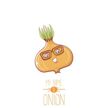 Vector funny cartoon cute tiny onion character isolated on white background. My Illustrazione stock