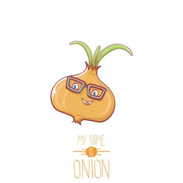 Vector funny cartoon cute tiny onion character isolated on white background. My 스톡 일러스트