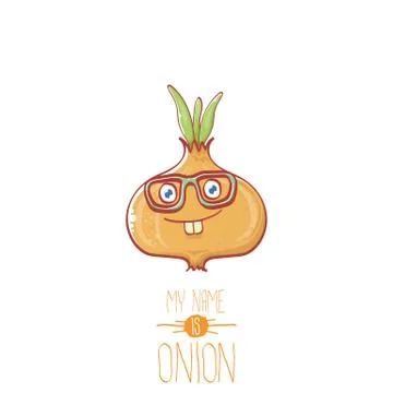 Vector funny cartoon cute tiny onion character isolated on white background. My イラスト素材