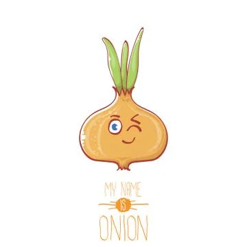 Vector funny cartoon cute tiny onion character isolated on white background. My イラスト素材