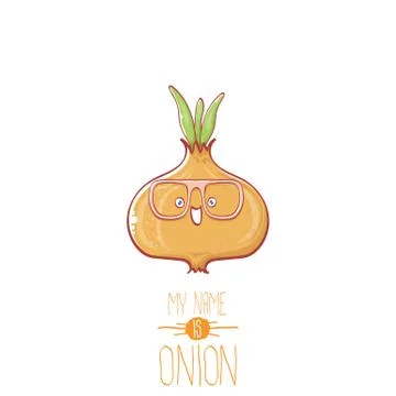 Vector funny cartoon cute tiny onion character isolated on white background. My Illustrazione stock
