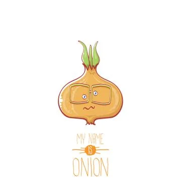 Vector funny cartoon cute tiny onion character isolated on white background. My 스톡 일러스트