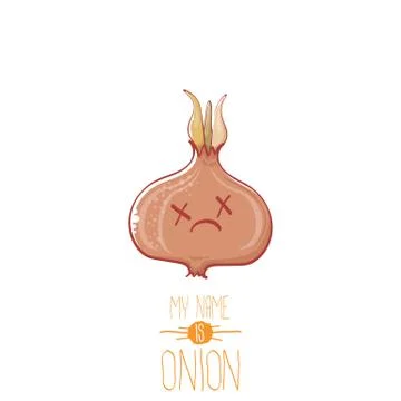 Vector funny cartoon cute tiny onion character isolated on white background. My Illustrazione stock