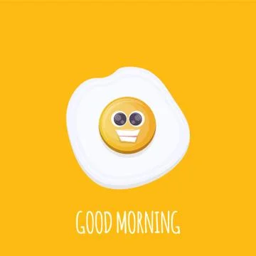 Vector funny cartoon fried egg character isolated on orange background. funky Stock Illustration