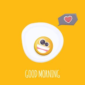 Vector funny cartoon fried egg character isolated on orange background. funky Stock Illustration