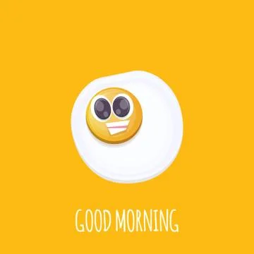 Vector funny cartoon fried egg character isolated on orange background. funky Stock Illustration