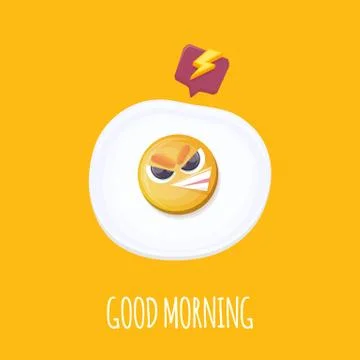 Vector funny cartoon fried egg character isolated on orange background. funky Stock Illustration