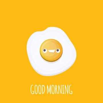 Vector funny cartoon fried egg character isolated on orange background. funky Stock Illustration