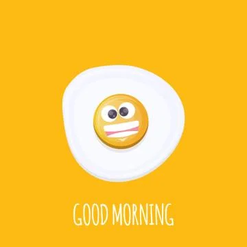 Vector funny cartoon fried egg character isolated on orange background. funky Stock Illustration