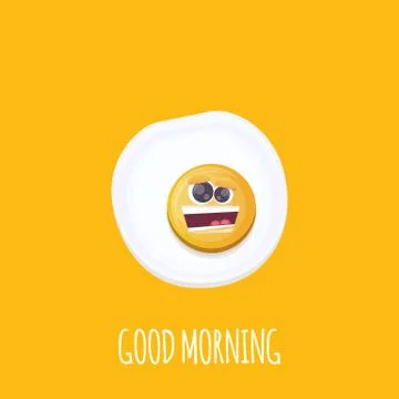 Vector funny cartoon fried egg character isolated on orange background. funky Stock Illustration