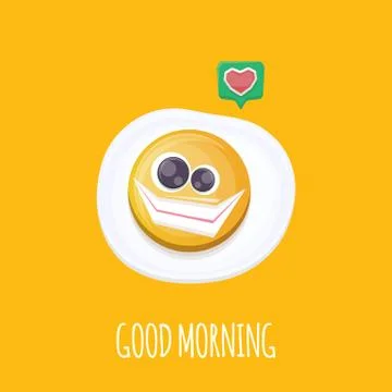Vector funny cartoon fried egg character isolated on orange background. funky Stock Illustration