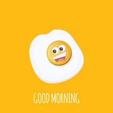 Vector funny cartoon fried egg character isolated on orange background. funky Stock Illustration
