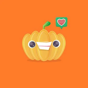 Vector funny cartoon pumpkin character isolated on orange background. funky Stock Illustration