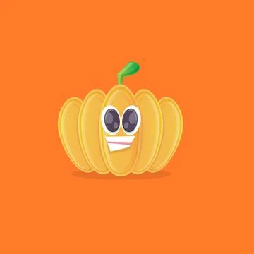 Vector funny cartoon pumpkin character isolated on orange background. funky Stock Illustration