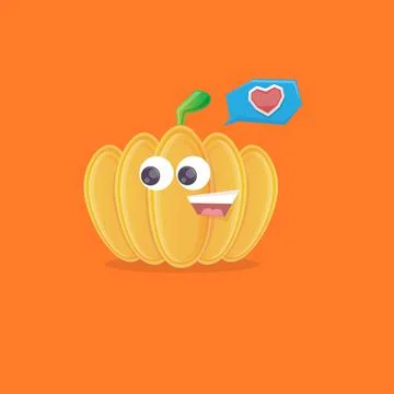 Vector funny cartoon pumpkin character isolated on orange background. funky Stock Illustration