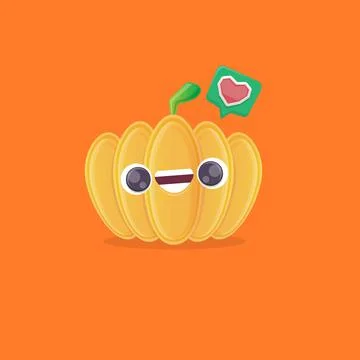Vector funny cartoon pumpkin character isolated on orange background. funky Stock Illustration