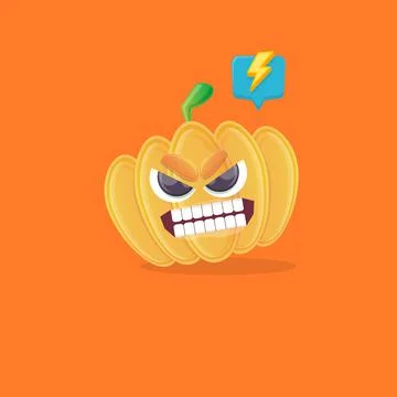 Vector funny cartoon pumpkin character isolated on orange background. funky Stock Illustration
