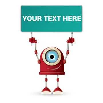 Vector funny cartoon red friendly robot character isolated on white background Stock Illustration