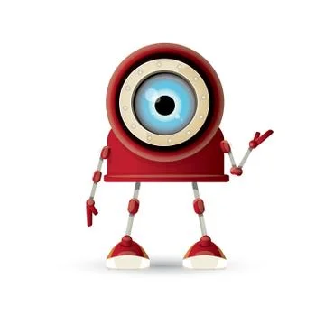 Vector funny cartoon red friendly robot character isolated on white background 스톡 일러스트