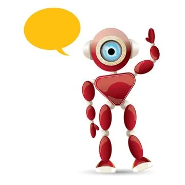 Vector funny cartoon red friendly robot character isolated on white background Stock Illustration