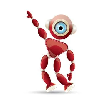 Vector funny cartoon red friendly robot character isolated on white background 스톡 일러스트