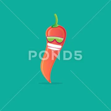 Funny Face with a Smile of Sunglasses and Hot Chili Peppers on a Stock  Photo - Image of isolated, mexican: 113138826