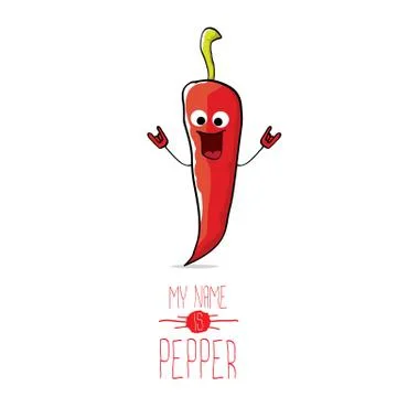 Vector funny cartoon red pepper character isolated Stock Illustration