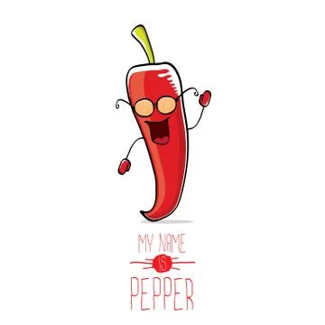 Vector funny cartoon red pepper character isolated Stock Illustration