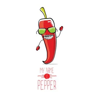 Vector funny cartoon red pepper character isolated Stock Illustration