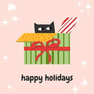 Vector funny cat hiding in gift box Stock Illustration