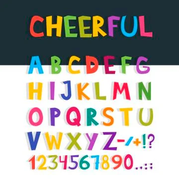 Vector funny comics font. Hand drawn colorful cartoon English alphabet letter 스톡 일러스트