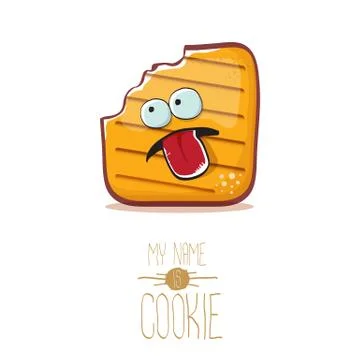 Vector funny cookie character isolated on white background. My name is cookie Stock Illustration