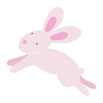 Vector funny cute pink easter bunny. Happy easter. Illustration of a jumpin.. Stock Illustration
