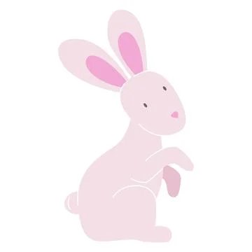 Vector funny cute pink easter bunny. Happy easter. Illustration of a sittin.. Stock Illustration