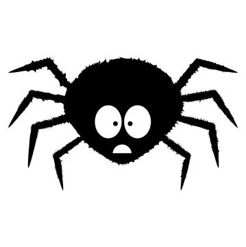 Vector. Funny, cute, sad, scared and fluffy spider. Halloween. Stock Illustration