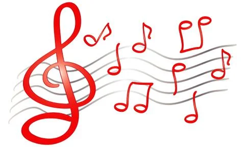 Vector funny hand drawn music notes, treble clef, isolated sketch on white イラスト素材