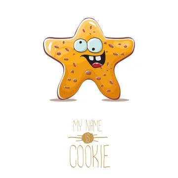 Vector funny hand drawn star shape cookie character isolated on white background Stock Illustration
