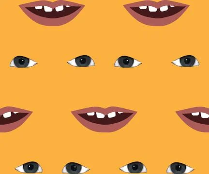 Vector funny pattern with lips and eyes. Seamless texture Illustrazione stock