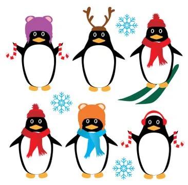 Vector Funny Penguins Stock Illustration