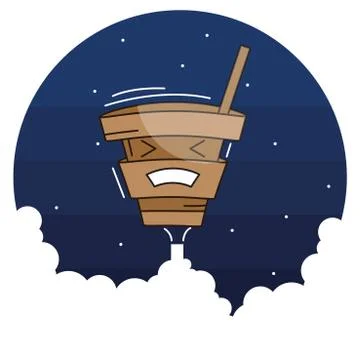 Vector funny stylish coffee character Stock Illustration