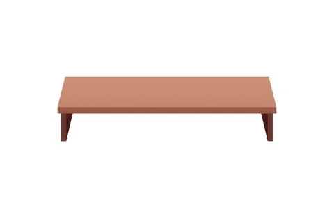 Vector furniture design showing an empty brown bench, top view on a white Stock Illustration
