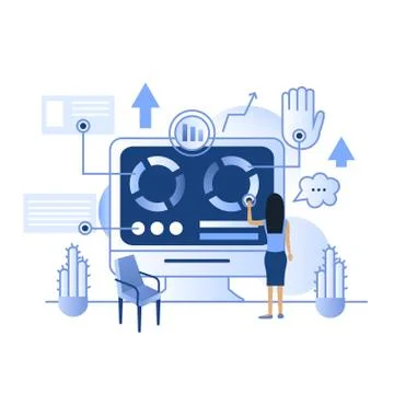 Vector future touch technology smart home blue screen IP dashboard Stock Illustration